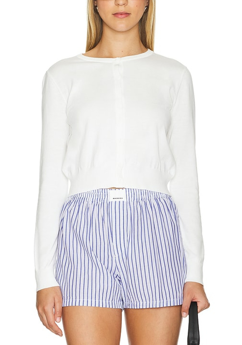 White Lightweight White Crewneck Button Cardigan Size L NWT